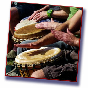 (Picture of people drumming)